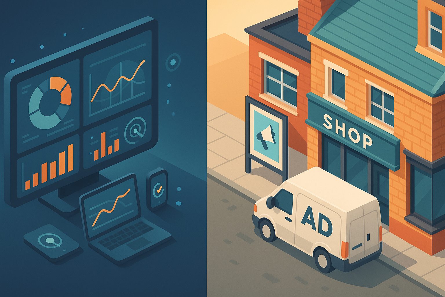 AI dashboards vs UK high street posters and van branding