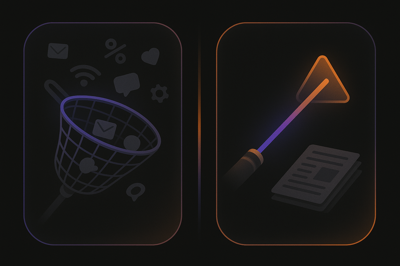 Illustration of AI precision targeting with laser versus traditional broad net marketing